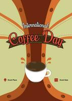 manifesto modello internazionale caffè giorno con retrò temi illustrazione vettore