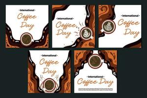 sociale media alimentazione modelli internazionale caffè giorno con retrò stile vettore illustrazione