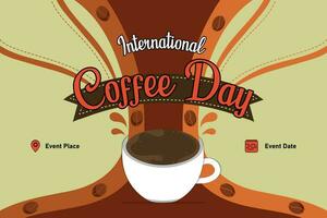 modello internazionale caffè giorno con retrò temi illustrazione vettore
