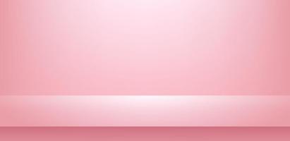 sfondo vuoto della stanza del tavolo dello studio di colore rosa brillante, display del prodotto con spazio di copia per la visualizzazione del design del contenuto banner in oro rosa per pubblicizzare il prodotto sul sito web. vettore