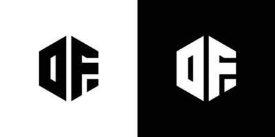 lettera d f poligono, esagonale minimo e professionale logo design su nero e bianca sfondo vettore