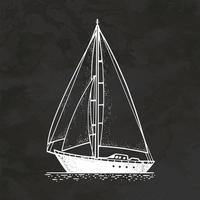 barca a vela barca disegnata a mano stile retrò schizzo vintage illustrazione vettoriale