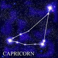 segno zodiacale capricorno con bellissime stelle luminose sullo sfondo del cielo cosmico illustrazione vettoriale