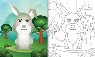 libro da colorare per bambini con un simpatico personaggio di coniglio illustrazione vettore