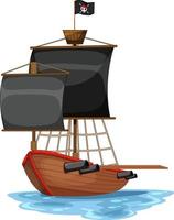una nave pirata con bandiera jolly roger isolata vettore