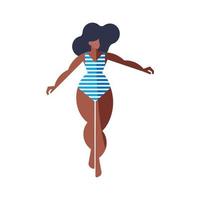 donna afro con costume da bagno vettore