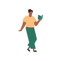 uomo di colore che legge un disegno vettoriale di un libro