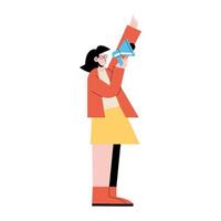 cartone animato donna con disegno vettoriale megafono
