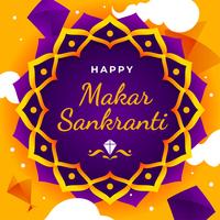 Felice Makar Sankranti modello di saluto. vettore