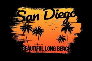 t-shirt tramonto spiaggia san diego bellissimo stile retrò vettore