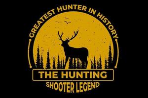 t-shirt caccia tiratore leggenda pino cervo vintage