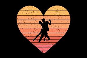 t-shirt che balla coppia innamorata colore tramonto vettore