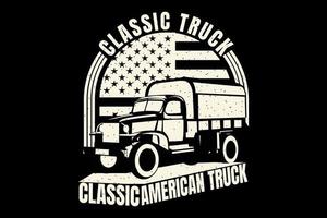 t-shirt silhouette camion classico bandiera americana vintage vettore