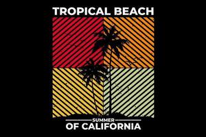t-shirt spiaggia tropicale estate california stile retrò vettore