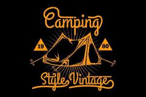 t-shirt campeggio stile vintage vettore