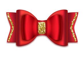 fiocco rosso con decorazioni in oro decorazioni natalizie isolate su uno sfondo bianco illustrazione vettoriale