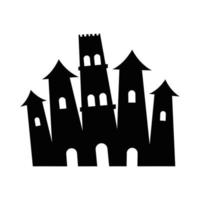 icona della sagoma del castello infestato di halloween vettore