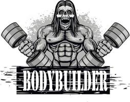 design della maglietta motivazionale con bodybuilder vettore