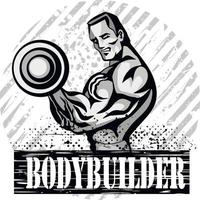 design della maglietta motivazionale con bodybuilder vettore