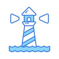 un' Torre contenente un' faro leggero per avvisare o guida navi a mare, bene progettato icona di faro vettore