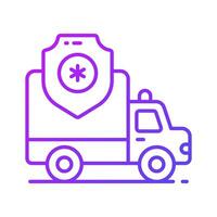 medico ambulanza, emergenza veicolo con medico scudo mostrando concetto icona di medico assicurazione vettore