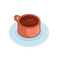 tazza da tè sulla linea del piatto e disegno vettoriale icona stile di riempimento