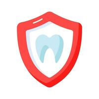 dente su scudo, vettore di dentale assicurazione, Salute assicurazione icona design