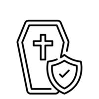 protezione scudo su bara mostrando Morte assicurazione concetto icona vettore