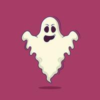 pauroso fantasma cartone animato vettore illustrazione su Halloween