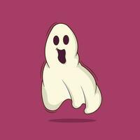 vettore cartone animato fantasma su Halloween con pauroso viso illustrazione