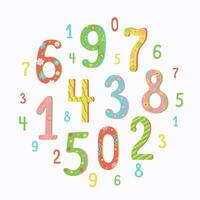 il numeri siamo multicolore. compleanno, Data. varietà di numeri. vettore illustrazione, sfondo isolato.