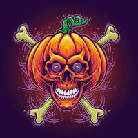 Halloween zucca cranio raccapricciante illustrazione vettore