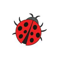 bambini disegno cartone animato vettore illustrazione coccinella icona isolato su bianca sfondo