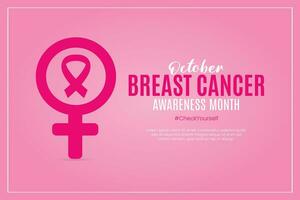Seno cancro consapevolezza mese sociale media inviare rosa pendenza nastro illustrazione vettore