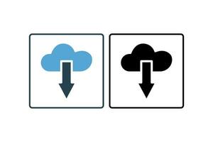 nube Scarica icona. adatto per ragnatela luogo disegno, app,utente interfacce. solido icona stile. semplice vettore design modificabile