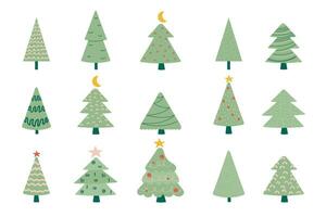 un' impostato di mano disegnato Natale alberi vettore