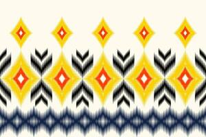 ikat vettore etnico senza soluzione di continuità modello design. ikat azteco tessuto tappeto ornamenti tessile decorazioni sfondo.