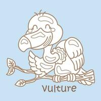 alfabeto v per avvoltoio vocabolario scuola lezione cartone animato digitale francobollo schema vettore