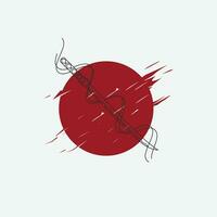 katana logo icona linea arte disegno, samurai Immagine illustrazione design. vettore