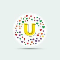 lettera u logo design modello con colorato amore cuore stella e Palloncino vettore