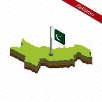 Pakistan isometrico carta geografica e bandiera. vettore illustrazione.