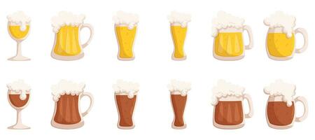 vettore illustrazione di un' varietà di birra tazze in mostra diverso tipi di birra. mano disegnato cartone animato illustrazione