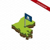 Louisiana isometrico carta geografica e bandiera. vettore illustrazione.