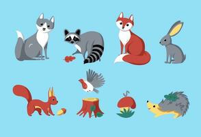 impostato di foresta animali. vettore illustrazione nel cartone animato stile