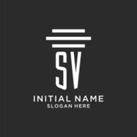 sv iniziali con semplice pilastro logo disegno, creativo legale azienda logo vettore