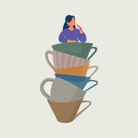 vettore illustrazione di carino caffè donna cartone animato