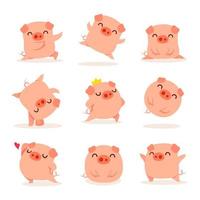 Collection of little piggy vettore