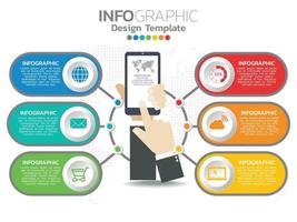 modello di progettazione infografica con 6 opzioni di colore. vettore