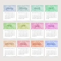 Watercolor Printable Calendar Template vettore