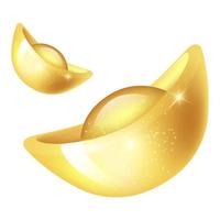 illustrazione vettoriale dei cartoni animati di lingotto d'oro. simbolo di prosperità del capodanno cinese tradizionale. desiderio di ricchezza, abbondanza e fortuna monetaria. adesivo isolato barra dorata, toppa su sfondo bianco